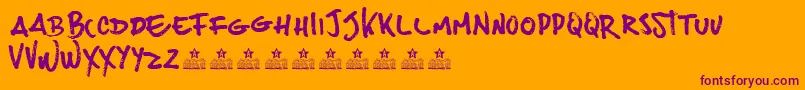 フォントJoesBurguerPersonalUse – オレンジの背景に紫のフォント
