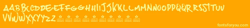 JoesBurguerPersonalUse-fontti – keltaiset fontit oranssilla taustalla