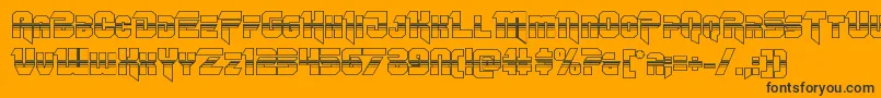 Omegaforcehalf3D12-Schriftart – Schwarze Schriften auf orangefarbenem Hintergrund