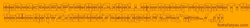 Omegaforcehalf3D12-Schriftart – Braune Schriften auf orangefarbenem Hintergrund