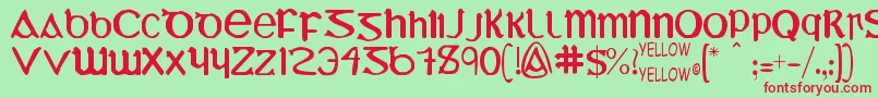 フォントUncialMostIrish – 赤い文字の緑の背景