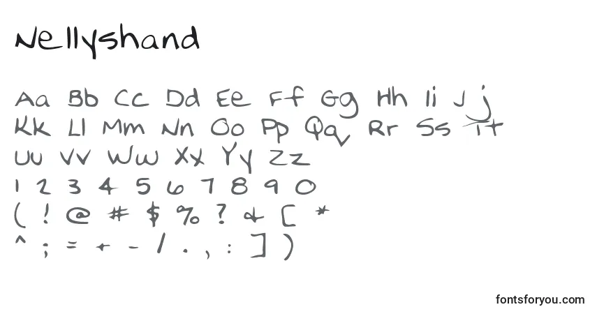 Шрифт Nellyshand – алфавит, цифры, специальные символы