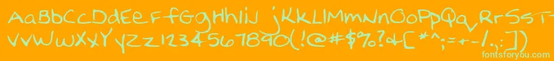 Nellyshand Font – Green Fonts on Orange Background