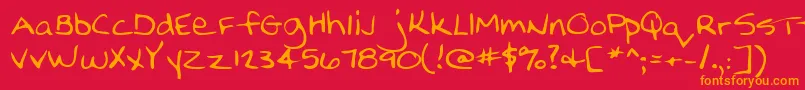 Nellyshand Font – Orange Fonts on Red Background
