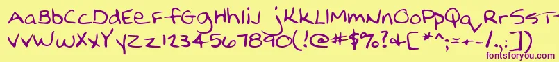 Nellyshand Font – Purple Fonts on Yellow Background