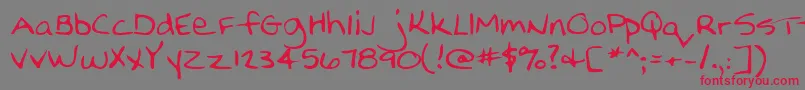 Nellyshand-Schriftart – Rote Schriften auf grauem Hintergrund