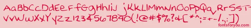 Nellyshand Font – Red Fonts on Pink Background