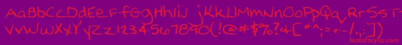 Nellyshand-Schriftart – Rote Schriften auf violettem Hintergrund