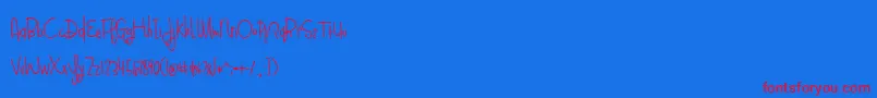 BlueberryOatmealBold-Schriftart – Rote Schriften auf blauem Hintergrund