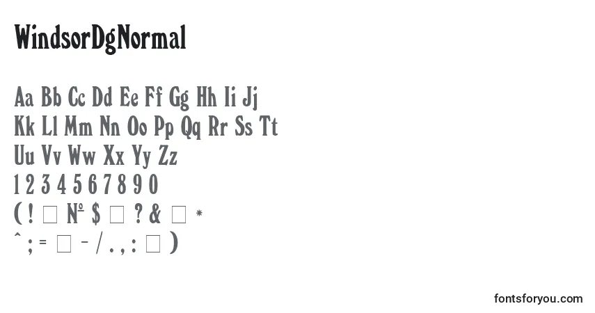 Czcionka WindsorDgNormal – alfabet, cyfry, specjalne znaki