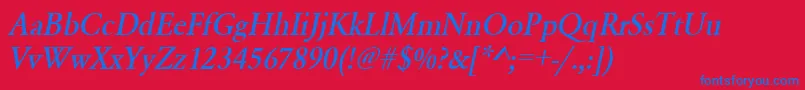 UrwgaramondtmednarOblique-Schriftart – Blaue Schriften auf rotem Hintergrund