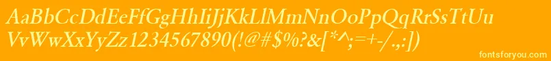 UrwgaramondtmednarOblique Font – Yellow Fonts on Orange Background