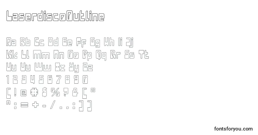 Schriftart LaserdiscoOutline – Alphabet, Zahlen, spezielle Symbole