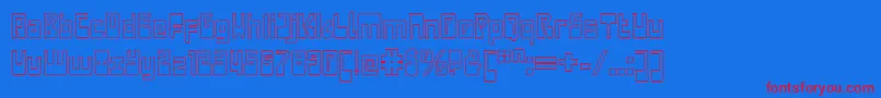 LaserdiscoOutline-Schriftart – Rote Schriften auf blauem Hintergrund