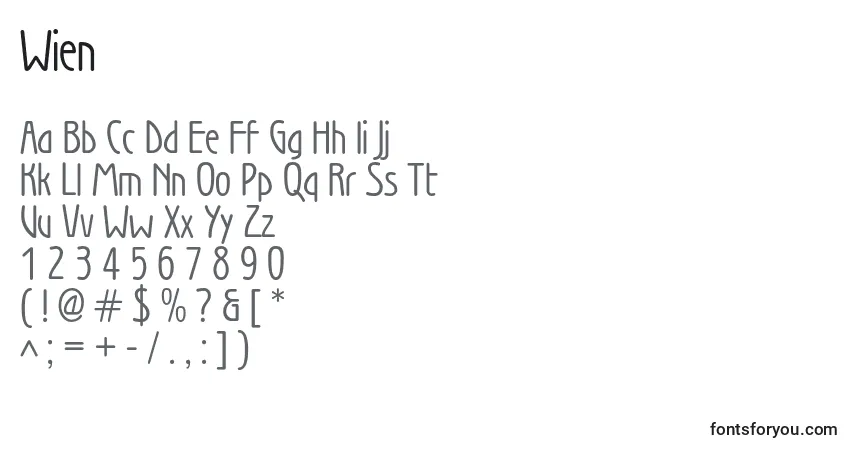 A fonte Wien – alfabeto, números, caracteres especiais