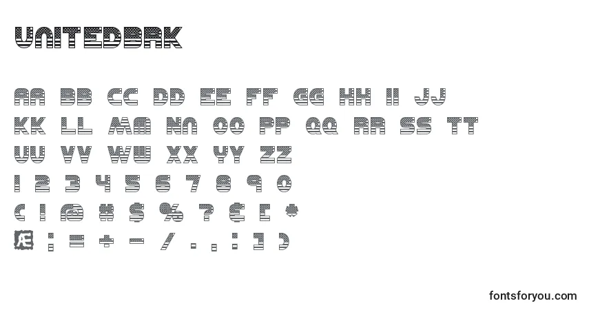 A fonte UnitedBrk – alfabeto, números, caracteres especiais