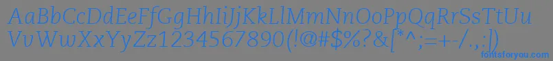 フォントPmnCaeciliaLt46LightItalic – 灰色の背景に青い文字