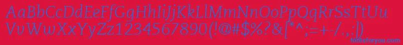 PmnCaeciliaLt46LightItalic Font – Blue Fonts on Red Background