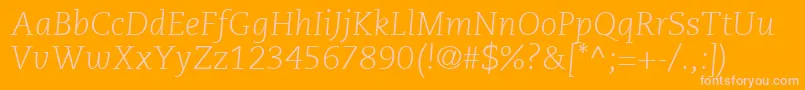 Więcej informacji o czcionce PmnCaeciliaLt46LightItalic Czcionka PmnCaeciliaLt46LightItalic – różowe czcionki na pomarańczowym tle