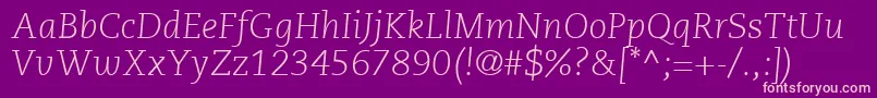 PmnCaeciliaLt46LightItalic Font – Pink Fonts on Purple Background