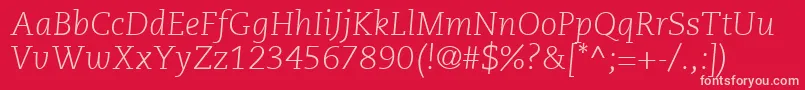Czcionka PmnCaeciliaLt46LightItalic – różowe czcionki na czerwonym tle