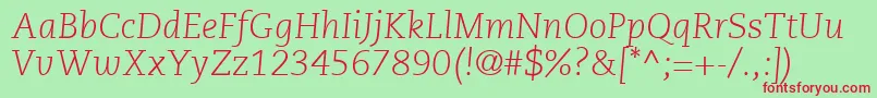 PmnCaeciliaLt46LightItalic Font – Red Fonts on Green Background