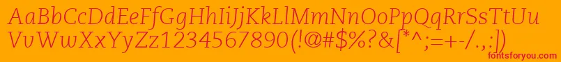 フォントPmnCaeciliaLt46LightItalic – オレンジの背景に赤い文字