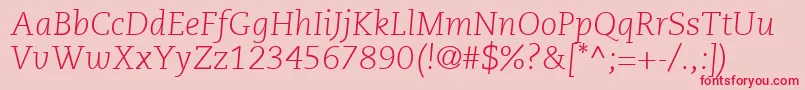 PmnCaeciliaLt46LightItalic Font – Red Fonts on Pink Background