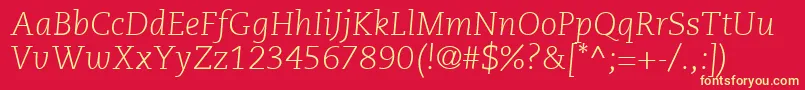 PmnCaeciliaLt46LightItalic Font – Yellow Fonts on Red Background