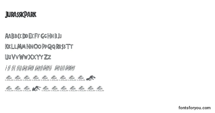 JurassicPark-fontti – aakkoset, numerot, erikoismerkit
