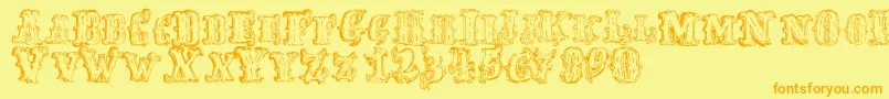 FredwildwestRegular Font – Orange Fonts on Yellow Background