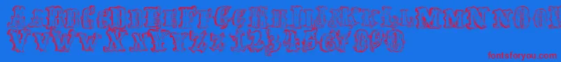 FredwildwestRegular Font – Red Fonts on Blue Background