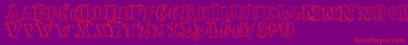 FredwildwestRegular-Schriftart – Rote Schriften auf violettem Hintergrund