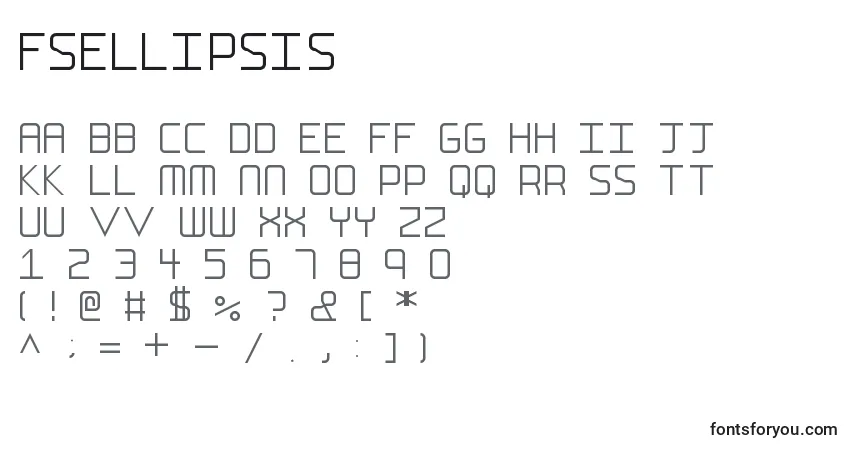 A fonte FsEllipsis – alfabeto, números, caracteres especiais