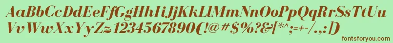 BodoniflfBolditalic Font – Brown Fonts on Green Background