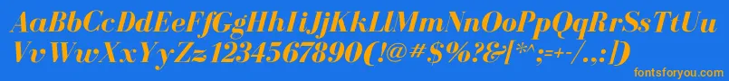 BodoniflfBolditalic Font – Orange Fonts on Blue Background