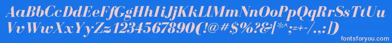 BodoniflfBolditalic Font – Pink Fonts on Blue Background