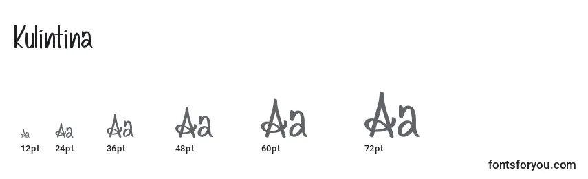 Размеры шрифта Kulintina