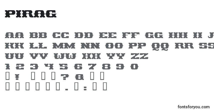 A fonte Pirag – alfabeto, números, caracteres especiais
