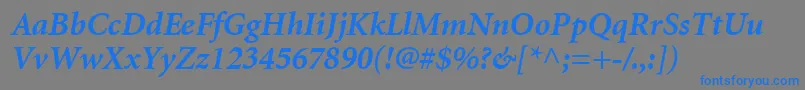 AtlantixBlackSsiBoldItalic-Schriftart – Blaue Schriften auf grauem Hintergrund