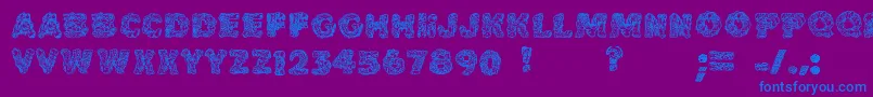 Cake Frosting Decorative-Schriftart – Blaue Schriften auf violettem Hintergrund