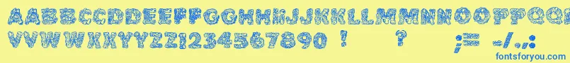 Cake Frosting Decorative Font – Blue Fonts on Yellow Background