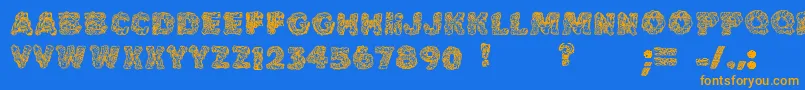 Cake Frosting Decorative-Schriftart – Orangefarbene Schriften auf blauem Hintergrund