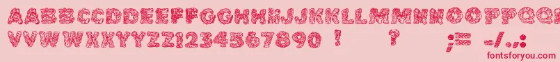 Cake Frosting Decorative-Schriftart – Rote Schriften auf rosa Hintergrund