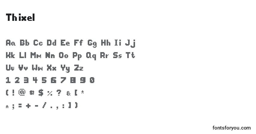 A fonte Thixel – alfabeto, números, caracteres especiais