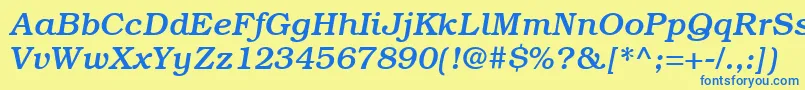 ItcBookmanLtMediumItalic Font – Blue Fonts on Yellow Background