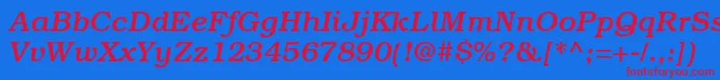ItcBookmanLtMediumItalic Font – Red Fonts on Blue Background