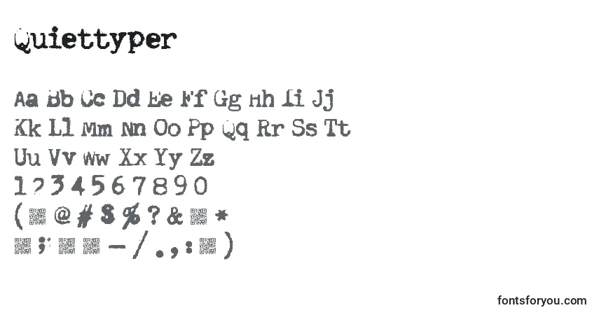 A fonte Quiettyper – alfabeto, números, caracteres especiais
