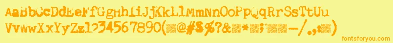 Quiettyper-Schriftart – Orangefarbene Schriften auf gelbem Hintergrund