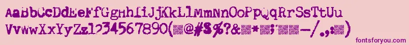 Quiettyper-Schriftart – Violette Schriften auf rosa Hintergrund
